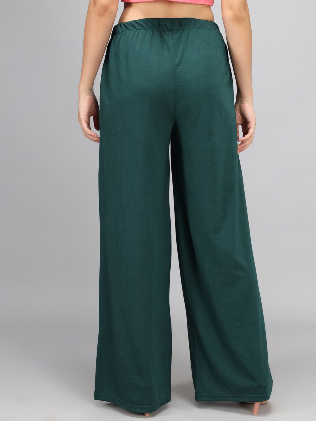 Kotty Women Green Loose Fit High-Rise Parallel Trousers