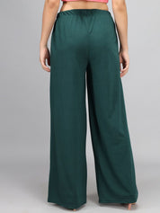 Kotty Women Green Loose Fit High-Rise Parallel Trousers