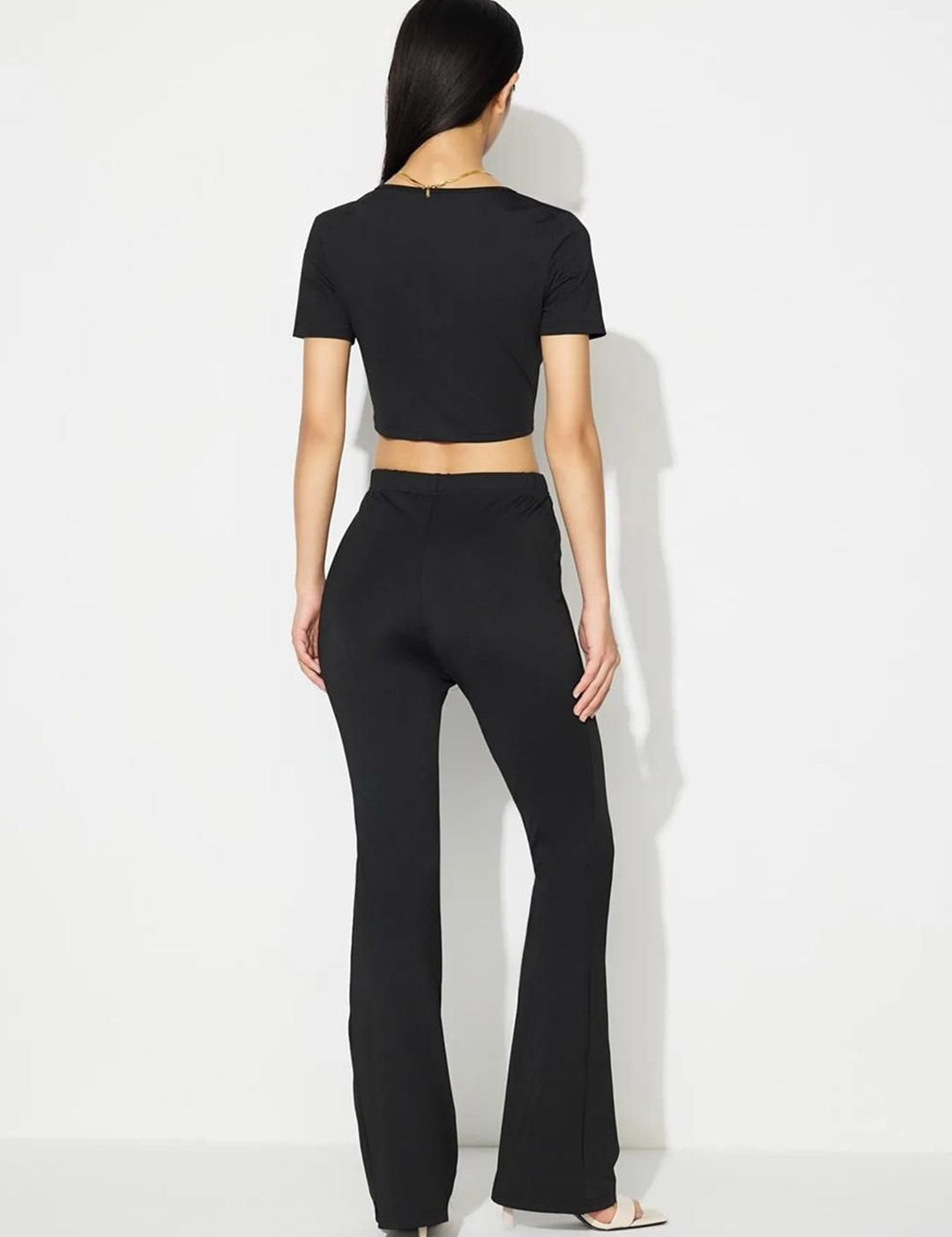 Kotty Black Square Neck Top With Trousers