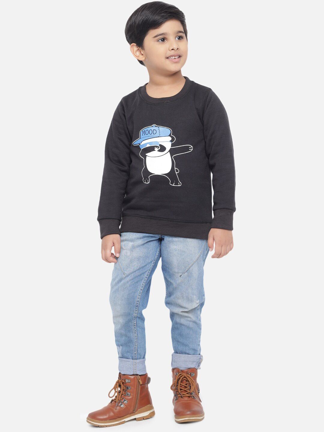 Kotty Boys Charcoal Grey Printed Sweatshirt