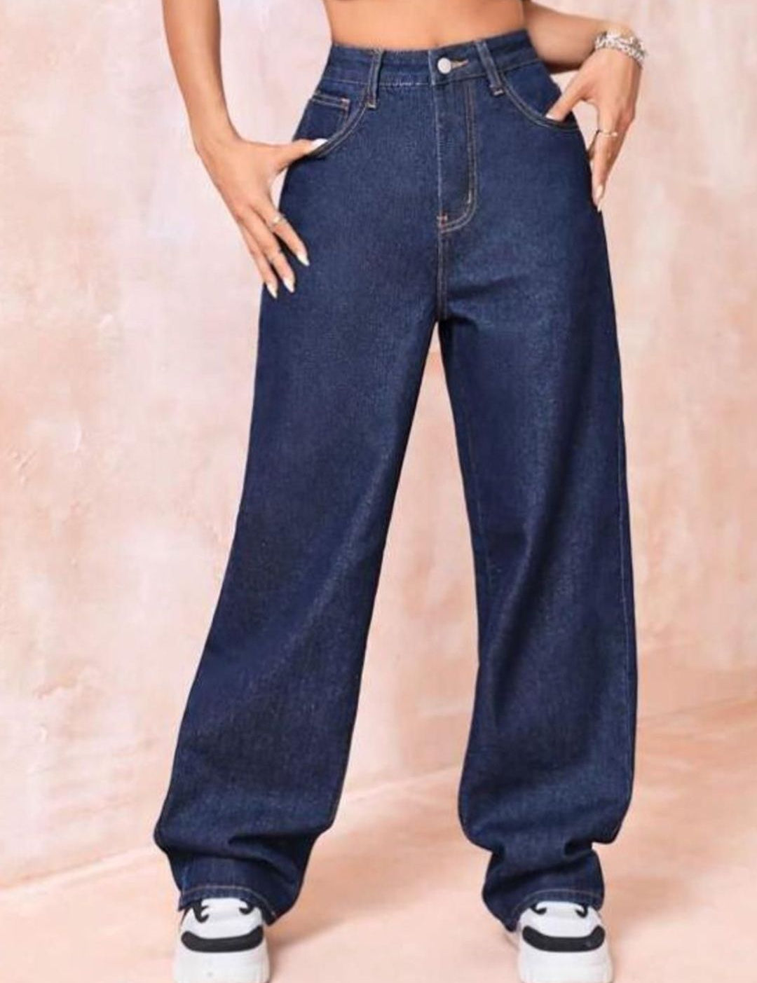 Kotty Women Wide Leg High-Rise Clean Look Stretchable Jeans