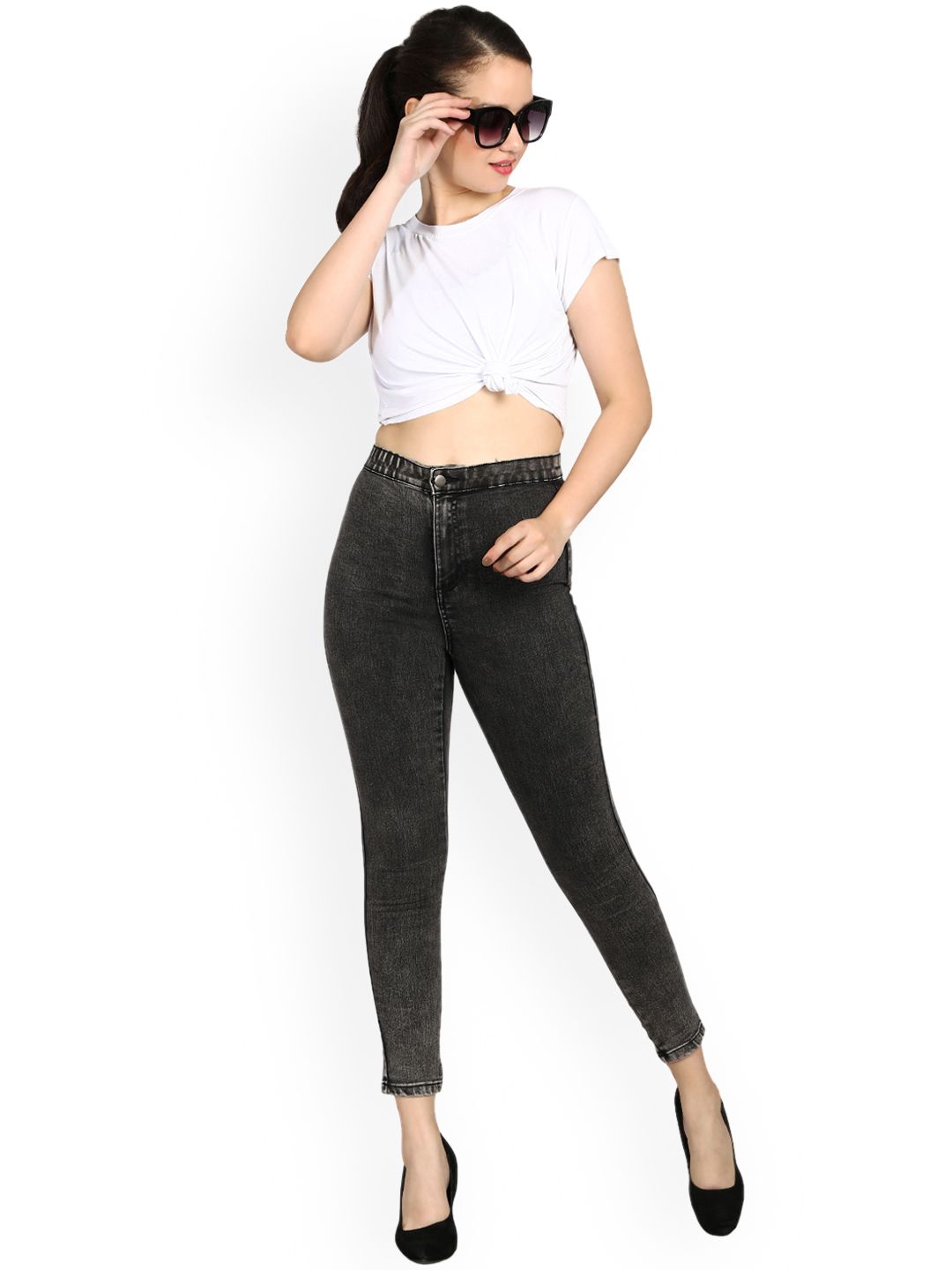 Kotty Women Black Skinny Fit High-Rise Clean Look Jeans