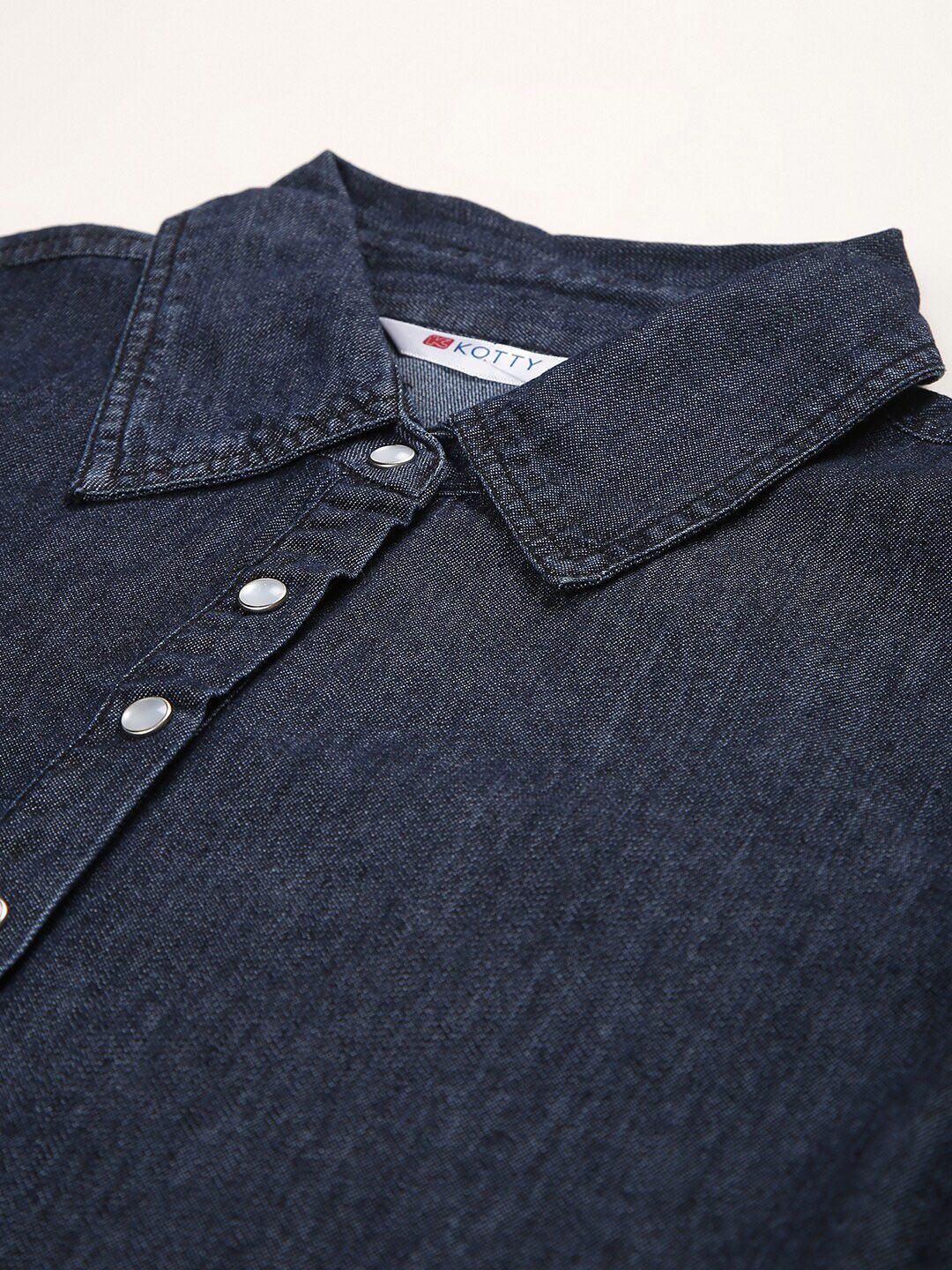 Kotty Women Blue Solid Denim Shirt Dress