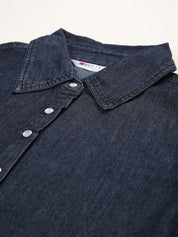 Kotty Women Blue Solid Denim Shirt Dress