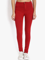 Kotty Women Maroon Skinny Fit High-Rise Clean Look Stretchable Jeans