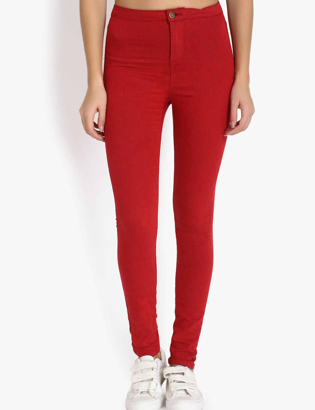 Kotty Women Maroon Skinny Fit High-Rise Clean Look Stretchable Jeans