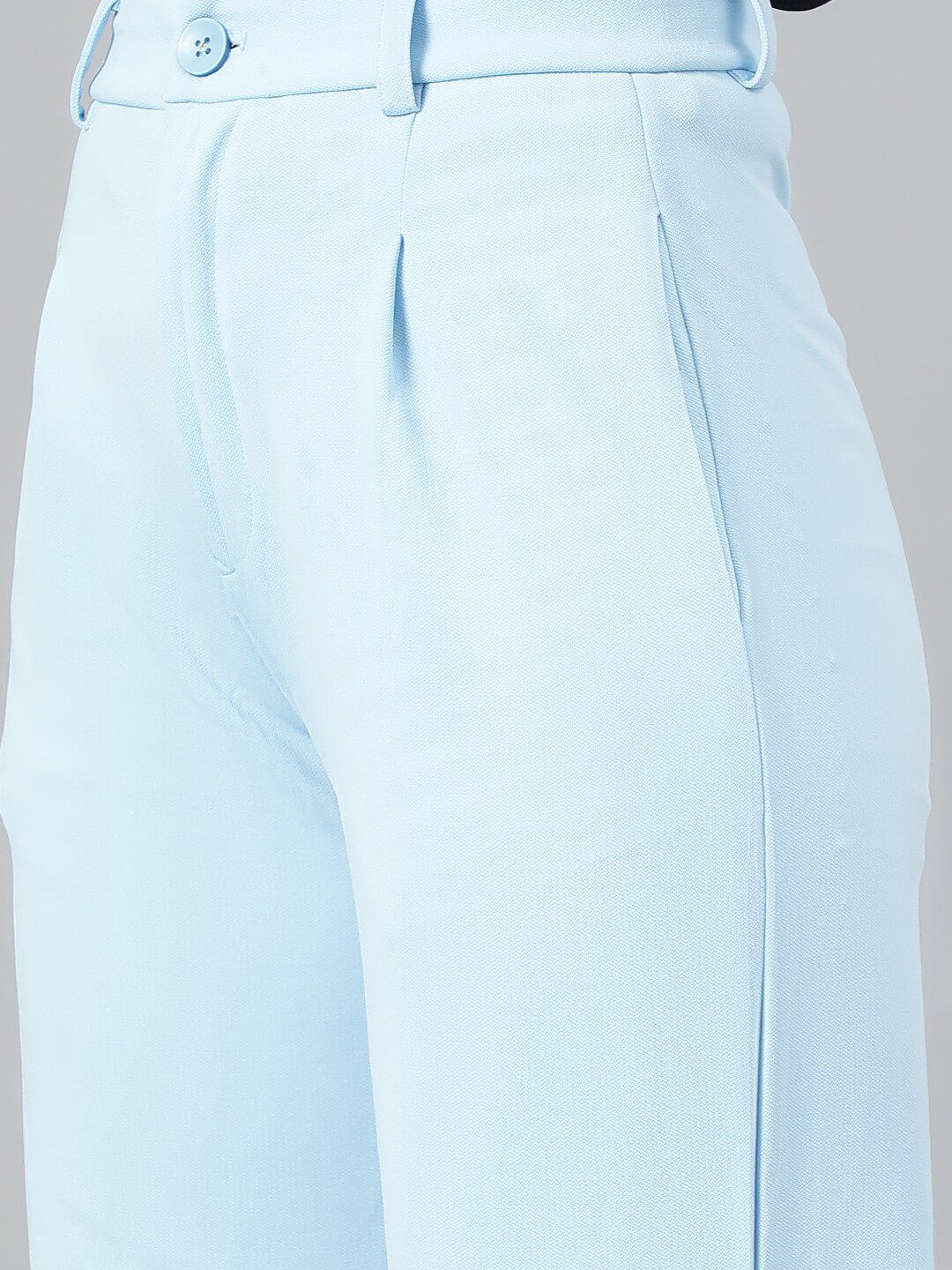 KOTTY BIZwear Women Blue Relaxed Straight Leg Fit High-Rise Easy Wash Parallel Trousers