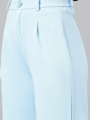 KOTTY BIZwear Women Blue Relaxed Straight Leg Fit High-Rise Easy Wash Parallel Trousers