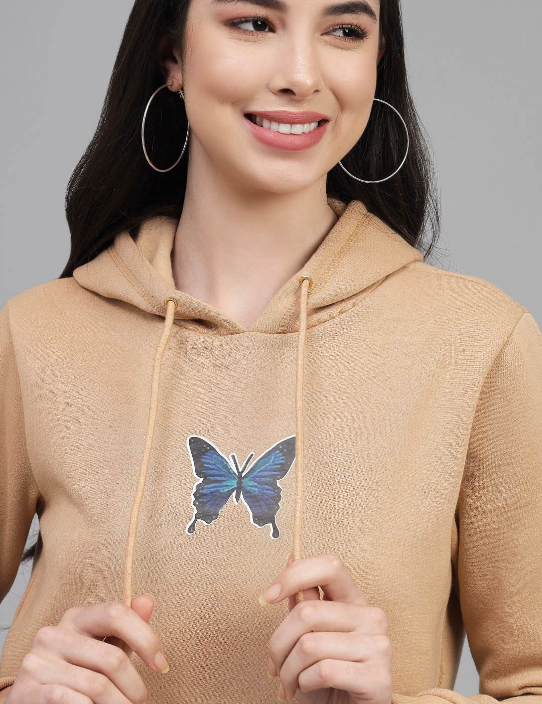 Kotty Women Beige Hooded Sweatshirt