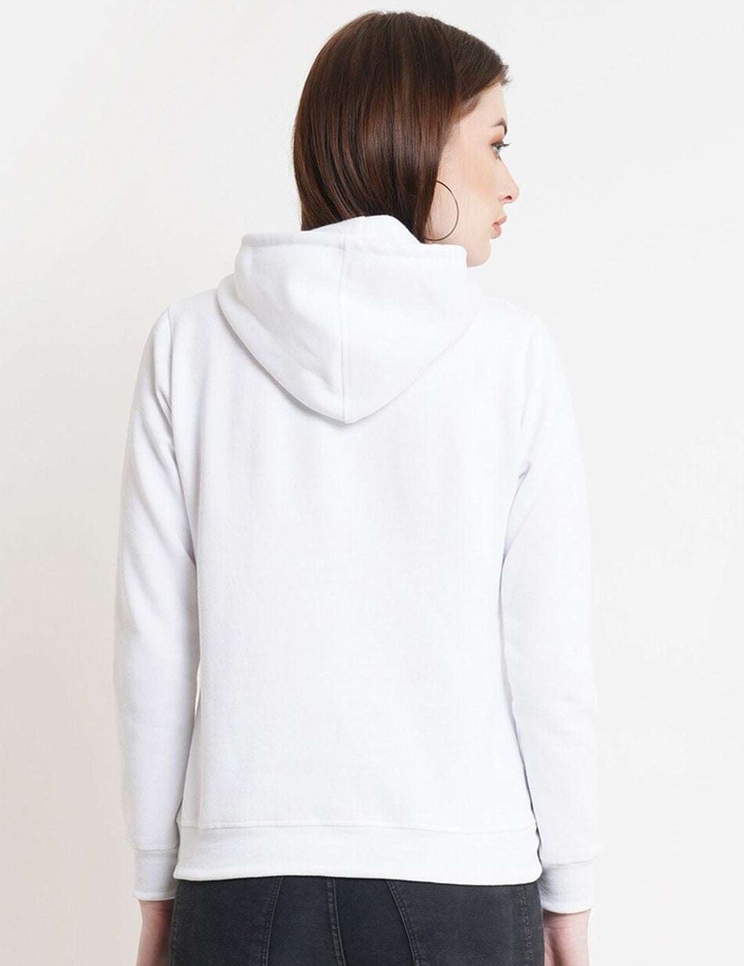Kotty Women White Printed Hooded Sweatshirt