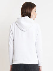 Kotty Women White Printed Hooded Sweatshirt