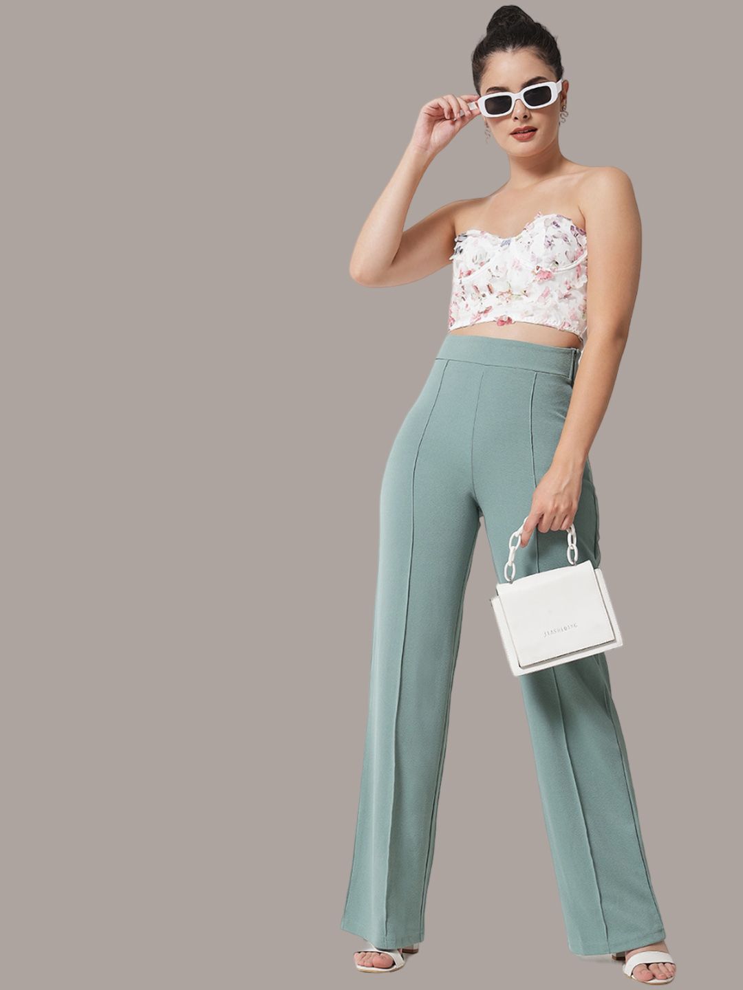 Kotty Women Pack of 2 Relaxed Straight Leg Straight Fit High-Rise Easy Wash Trousers