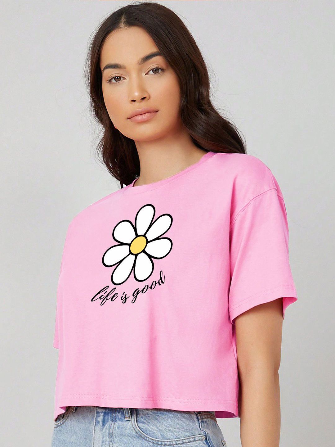 Kotty Floral Printed Oversized Cotton T-shirt