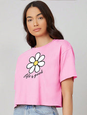Kotty Floral Printed Oversized Cotton T-shirt