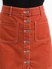 Kotty Orange Denim A-Line Mini Skirt