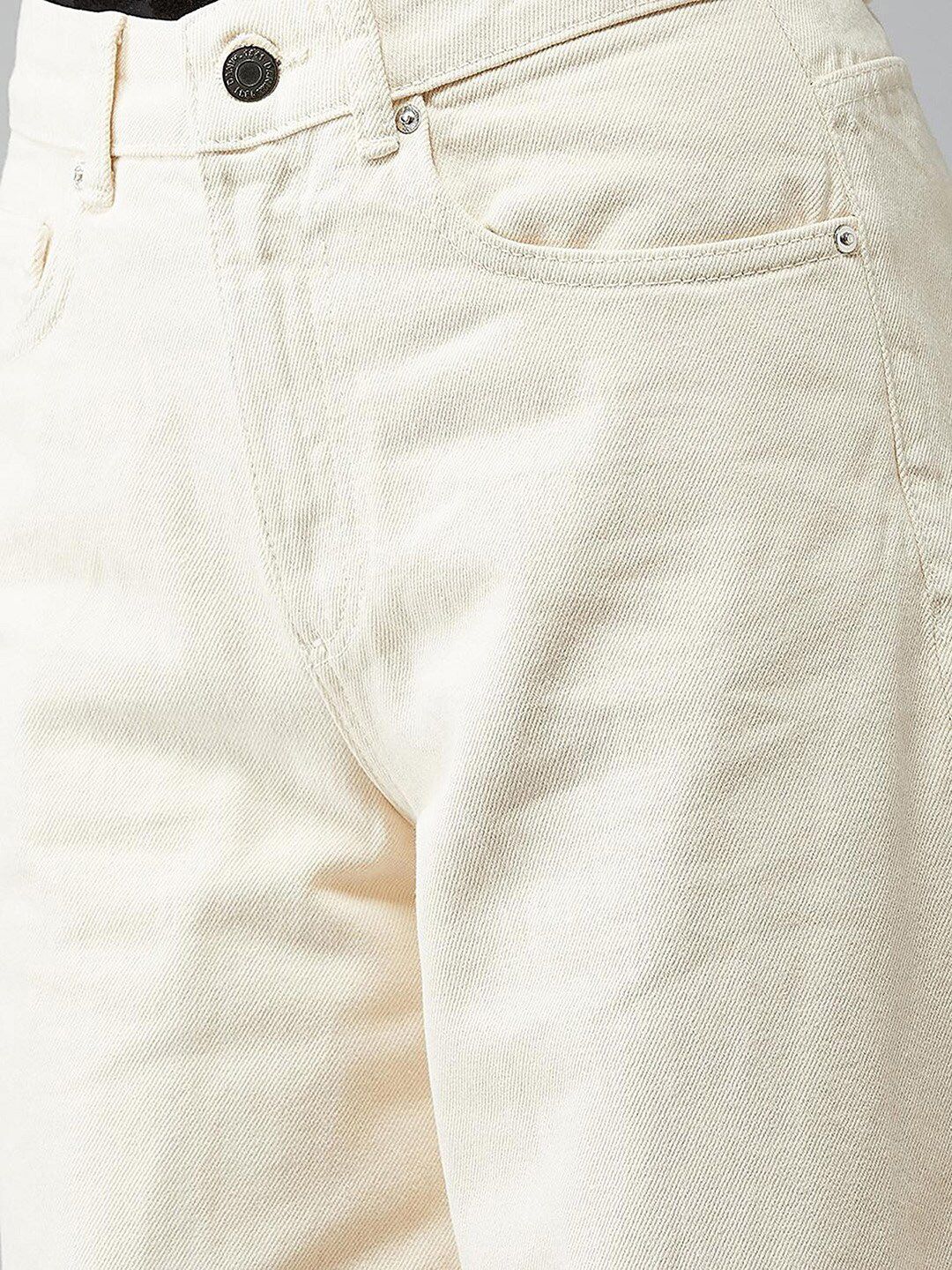 Kotty Women Cream-Coloured Jean Flared High-Rise Stretchable Jeans