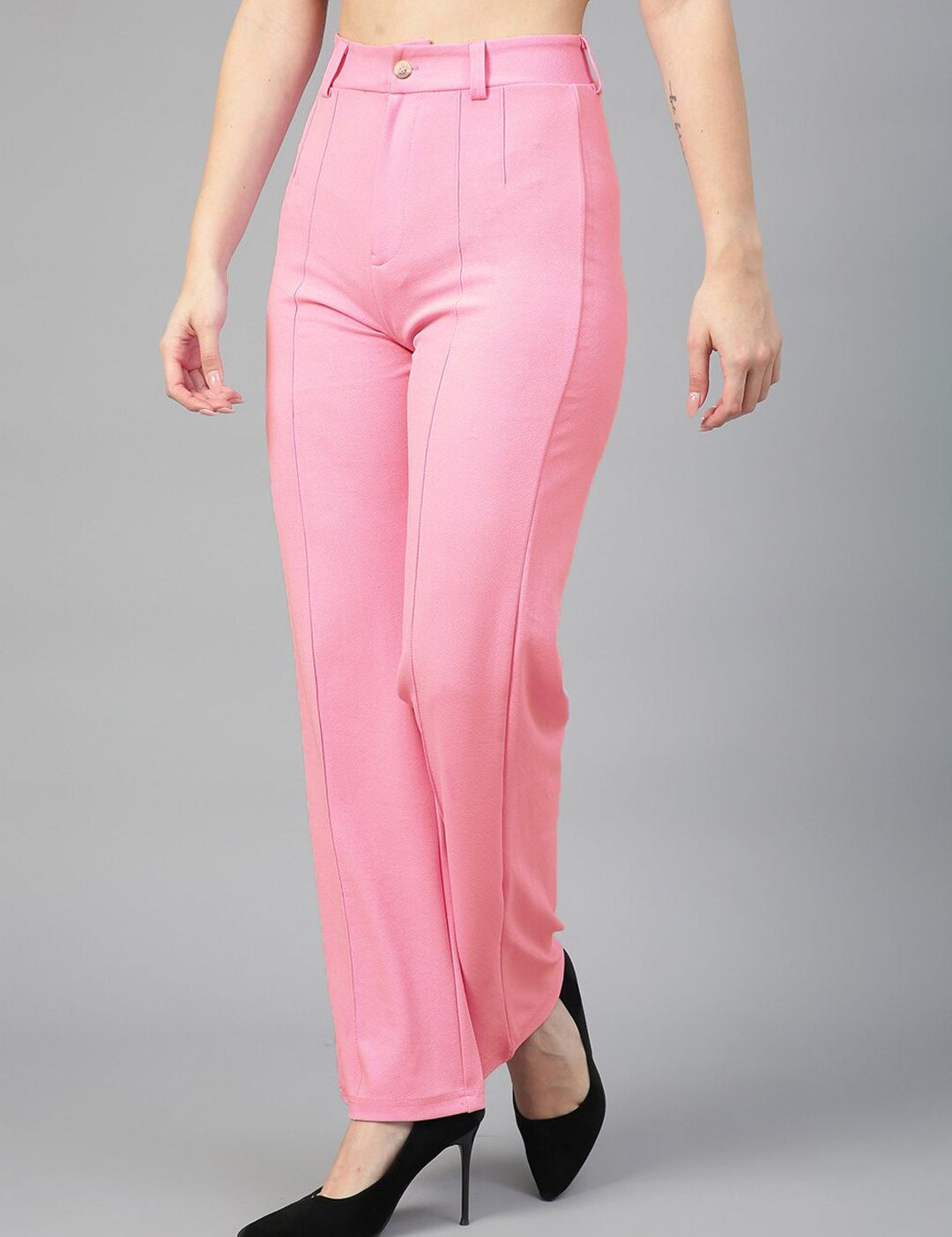 Kotty Women Relaxed Straight Fit High-Rise Easy Wash Trousers