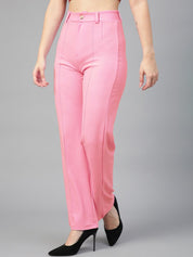 Kotty Women Relaxed Straight Fit High-Rise Easy Wash Trousers