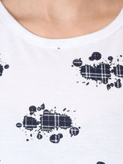 Kotty Women White Printed Round Neck T-shirt