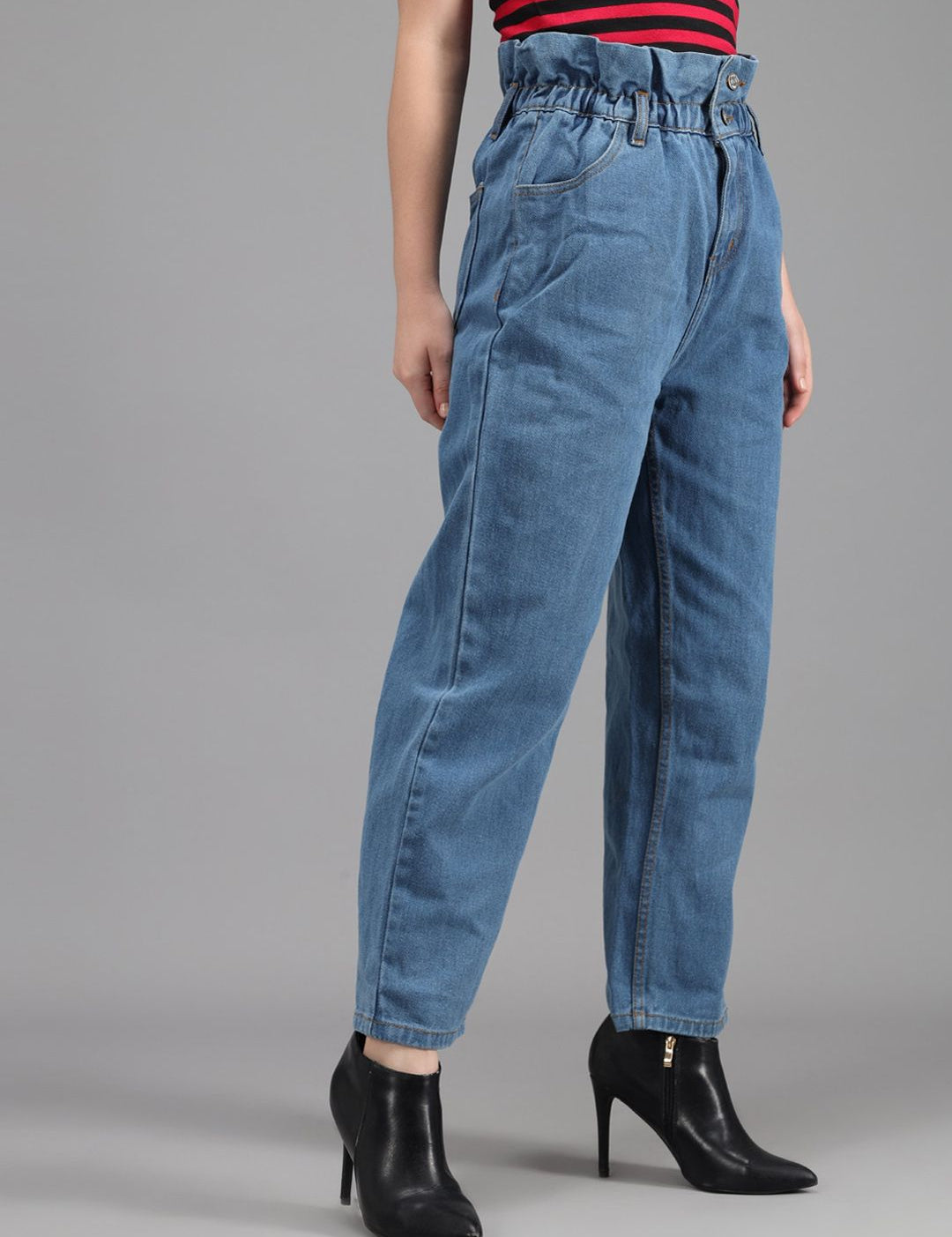 Kotty Women Blue Boyfriend Fit High-Rise Jeans