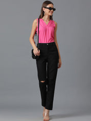 KOTTY BIZwear Pink V-Neck Crepe Top