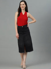 Kotty Cotton Straight Midi Skirt