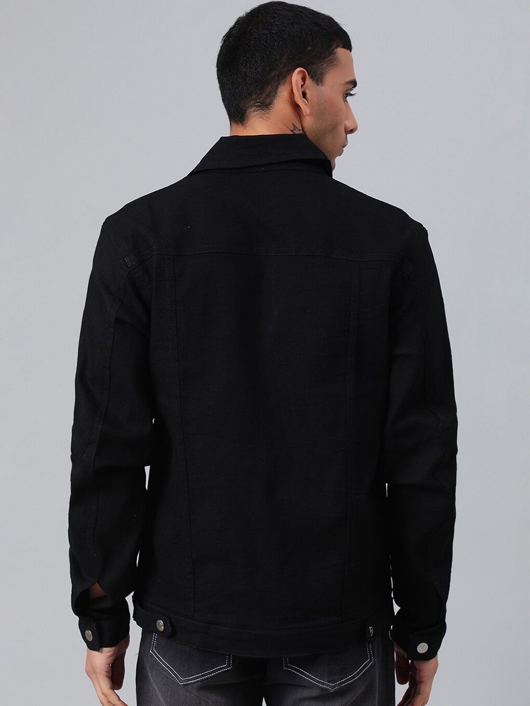 Kotty Men Spread Collar Long Sleeves Denim Jacket