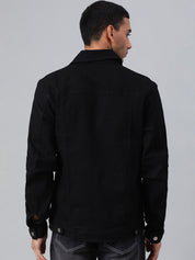 Kotty Men Spread Collar Long Sleeves Denim Jacket