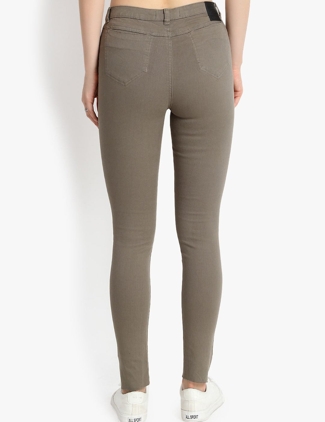 Kotty Women Taupe Skinny Fit High-Rise Slash Knee Jeans