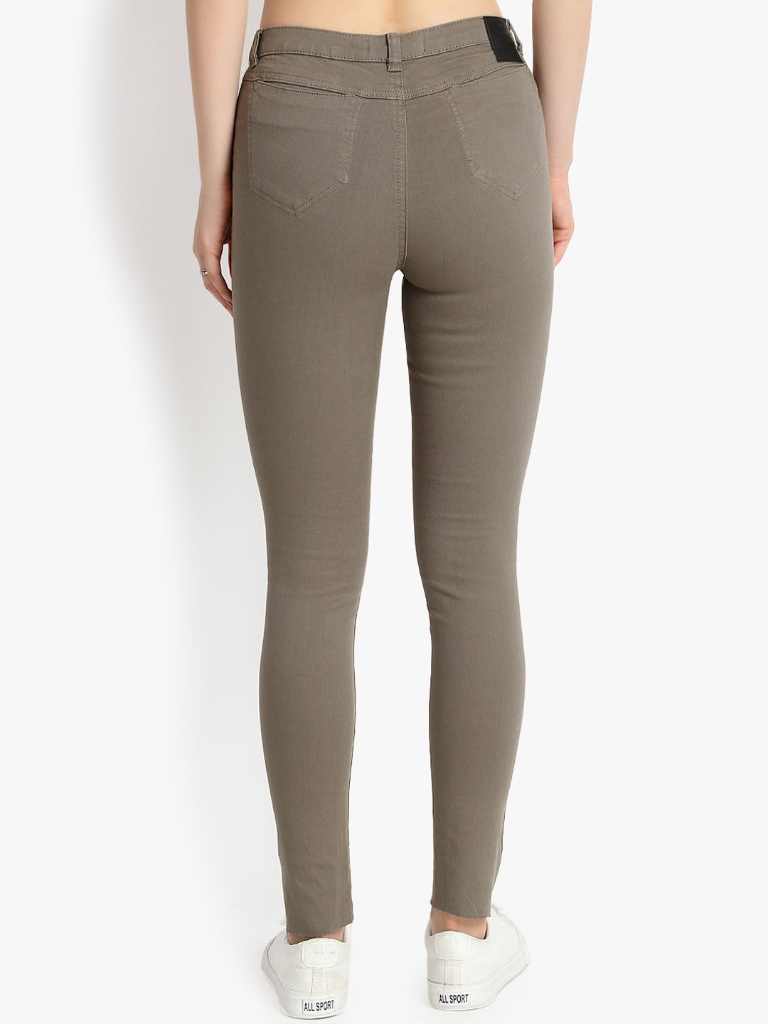 Kotty Women Taupe Skinny Fit High-Rise Slash Knee Jeans