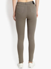 Kotty Women Taupe Skinny Fit High-Rise Slash Knee Jeans