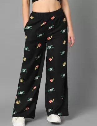 Kotty Women Printed High-Rise Easy Wash Parallel Trousers
