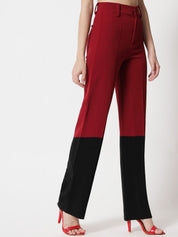 Kotty Women Colourblocked High-Rise Easy Wash Trousers