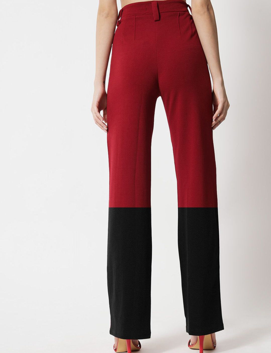 Kotty Women Colourblocked High-Rise Easy Wash Trousers