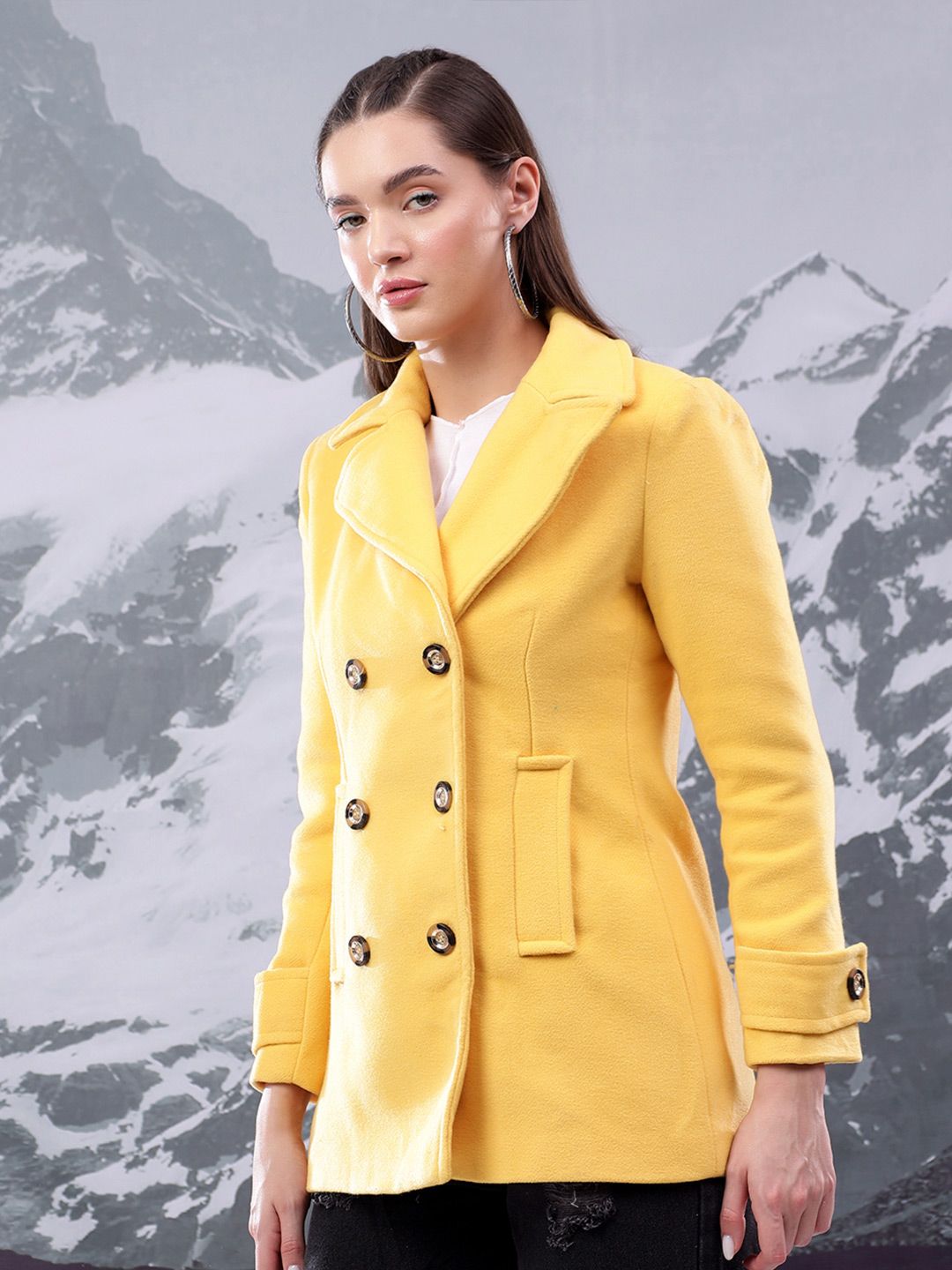 Kotty Women Notched Lapel Double-Breasted Overcoat