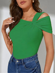 Kotty Women Round Neck Cold-Shoulder Fitted Top