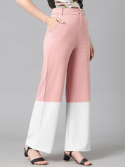 Kotty Women Solid Colourblocked High-Rise Easy Wash Trousers