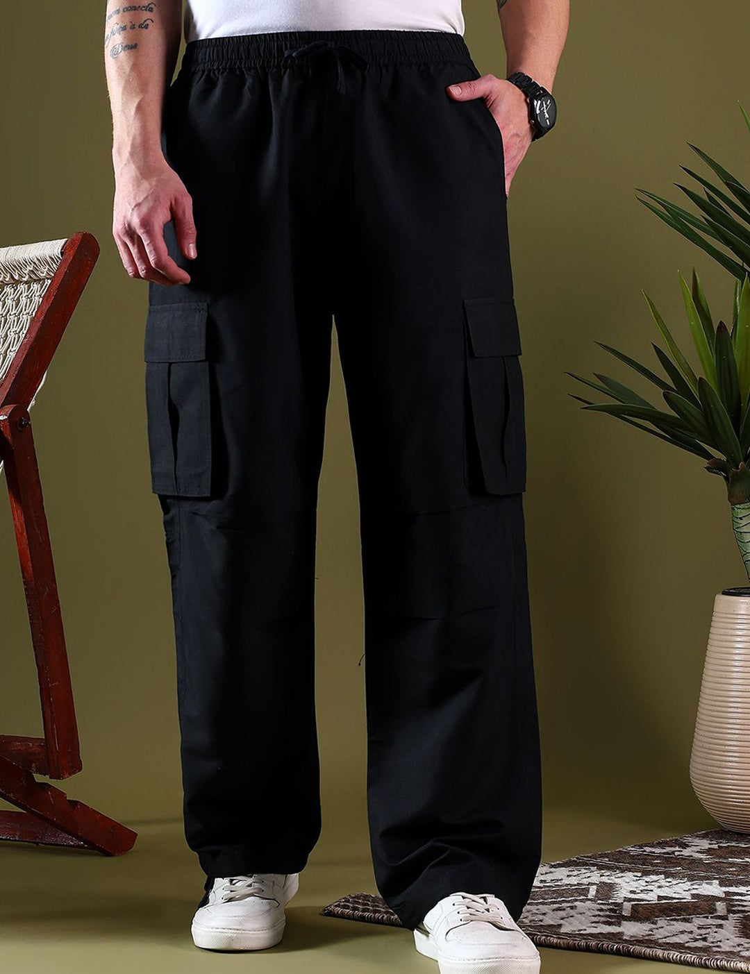 Kotty Men Relaxed Easy Wash Cargos Trousers