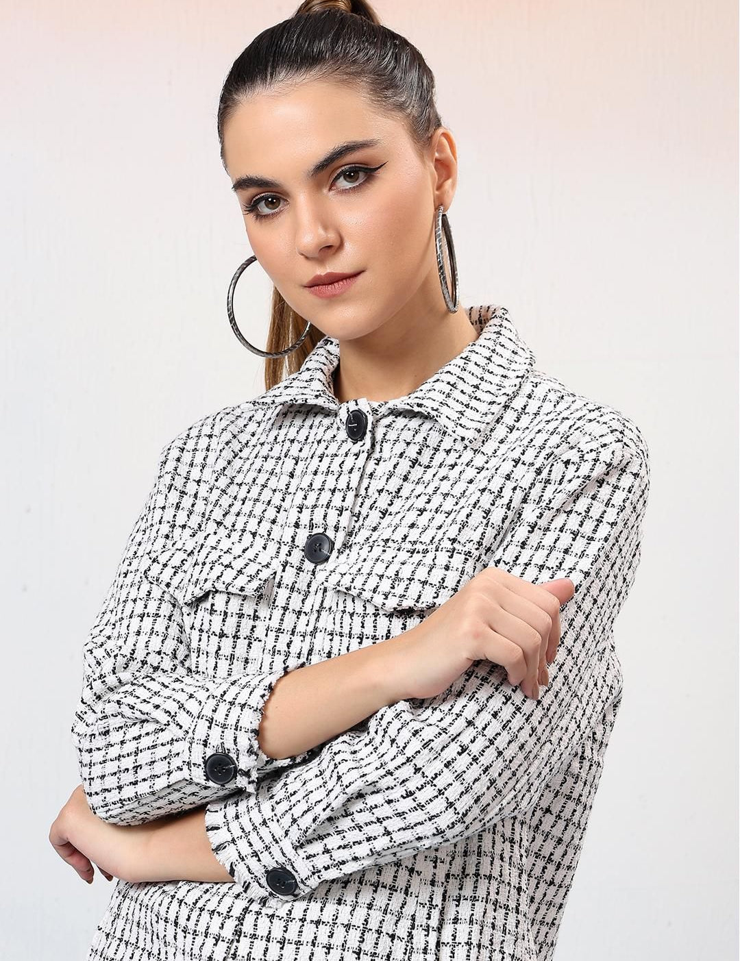  Kotty Checked Shawl Collar Coats

