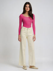 Kotty Women Solid Scoop Neck Long Sleeves Top