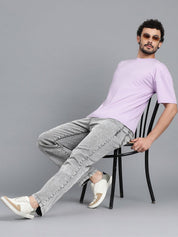 Kotty Men Light Grey Acid Wash Slim-Straight Denim Jeans