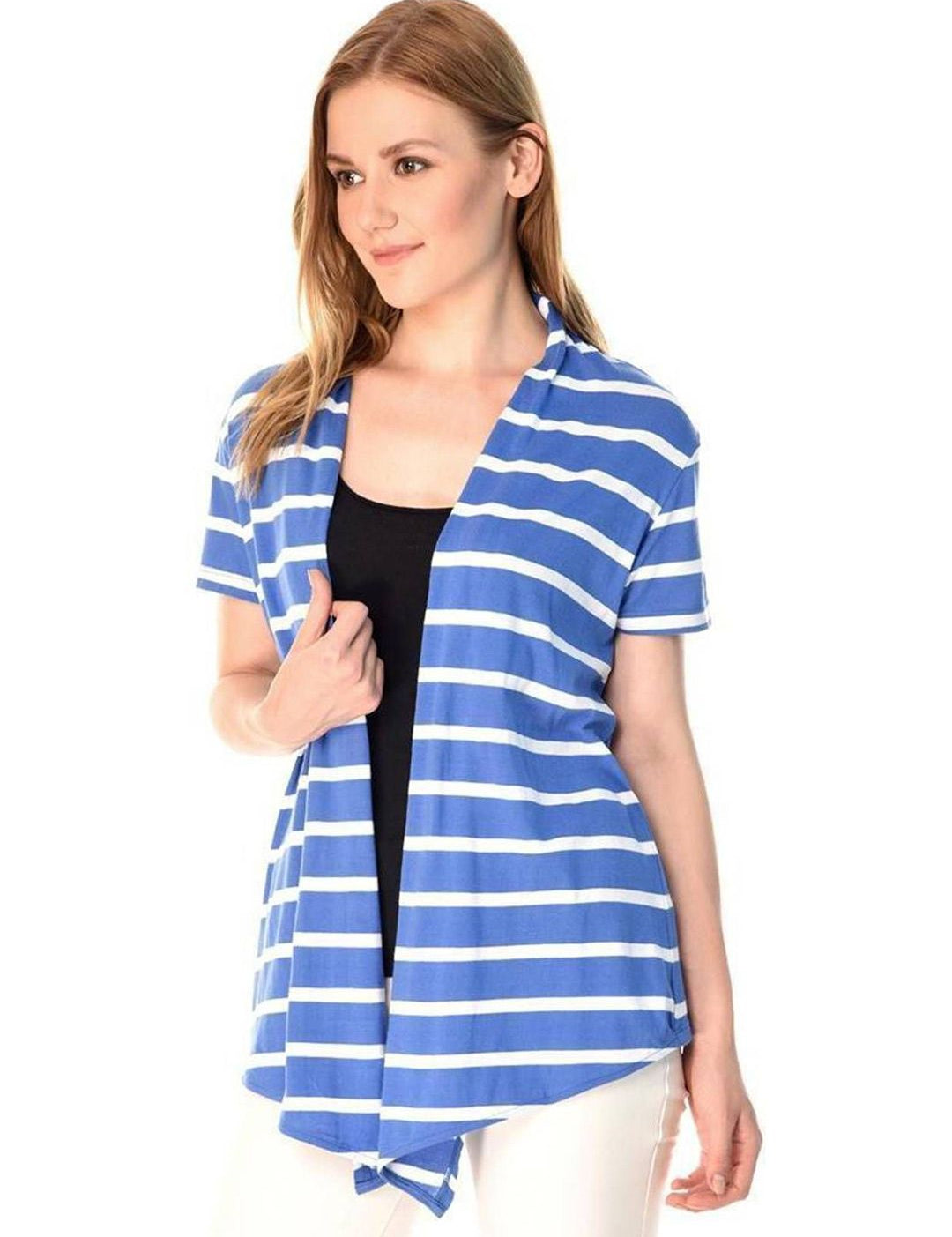 Kotty Striped Open Front Crop Shrug