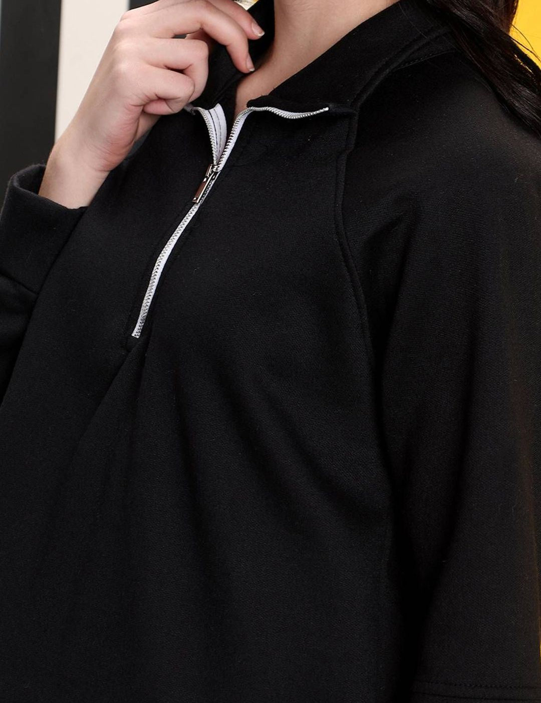 Kotty Women Solid Full Sleeve Mock Collar Sweatshirt