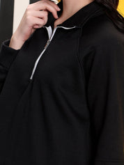 Kotty Women Solid Full Sleeve Mock Collar Sweatshirt