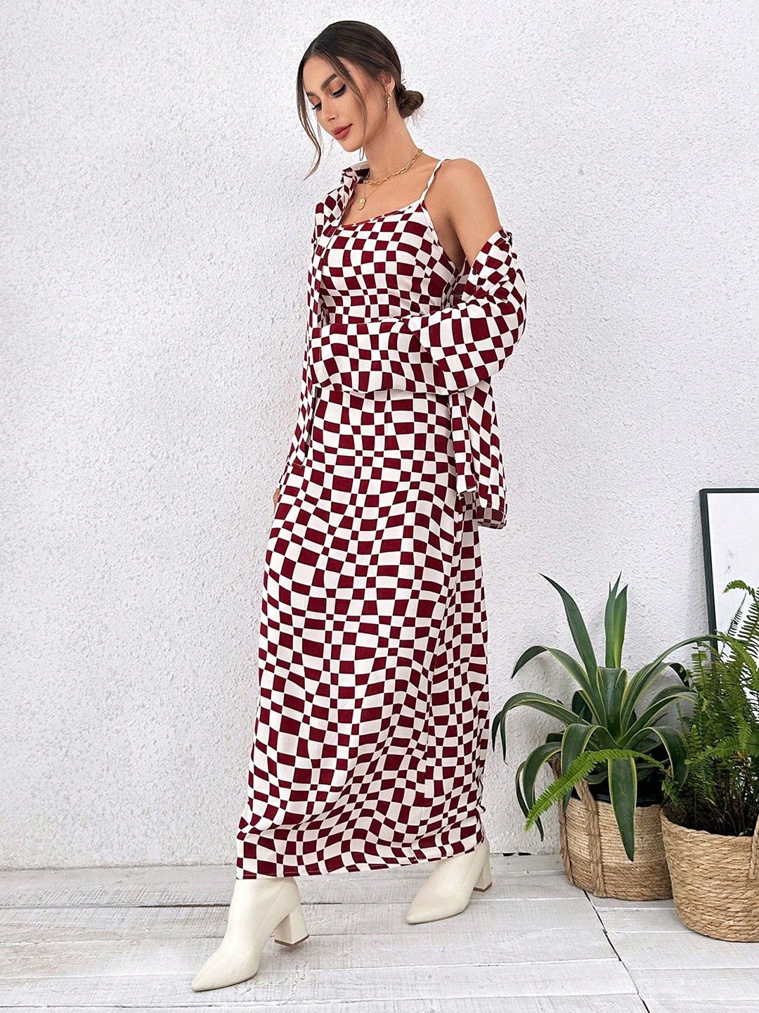 Kotty Printed Crepe A-Line Maxi Dress With a Jacket 