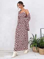 Kotty Printed Crepe A-Line Maxi Dress With a Jacket 