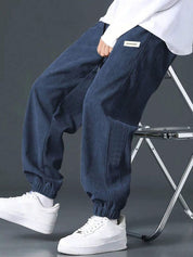 Kotty Men Relaxed High-Rise Corduroy Joggers Trousers