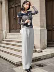 Kotty Women Relaxed Straight Leg Straight Fit High-Rise Easy Wash Trousers