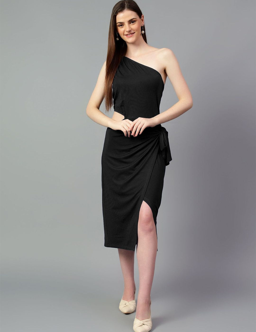 Kotty One Shoulder Sheath Midi Dress