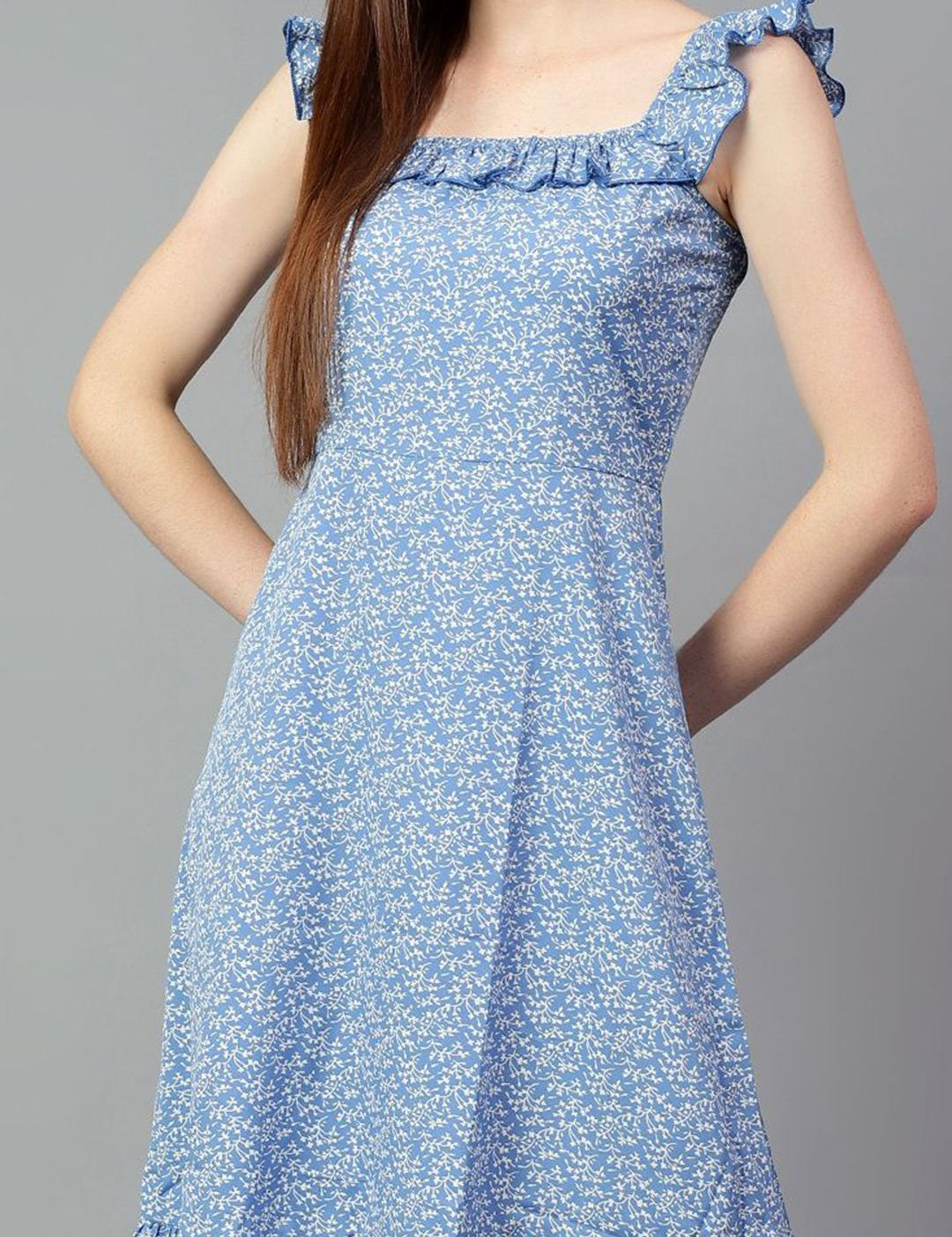 Kotty Printed Crepe Fit & Flare Midi Dress